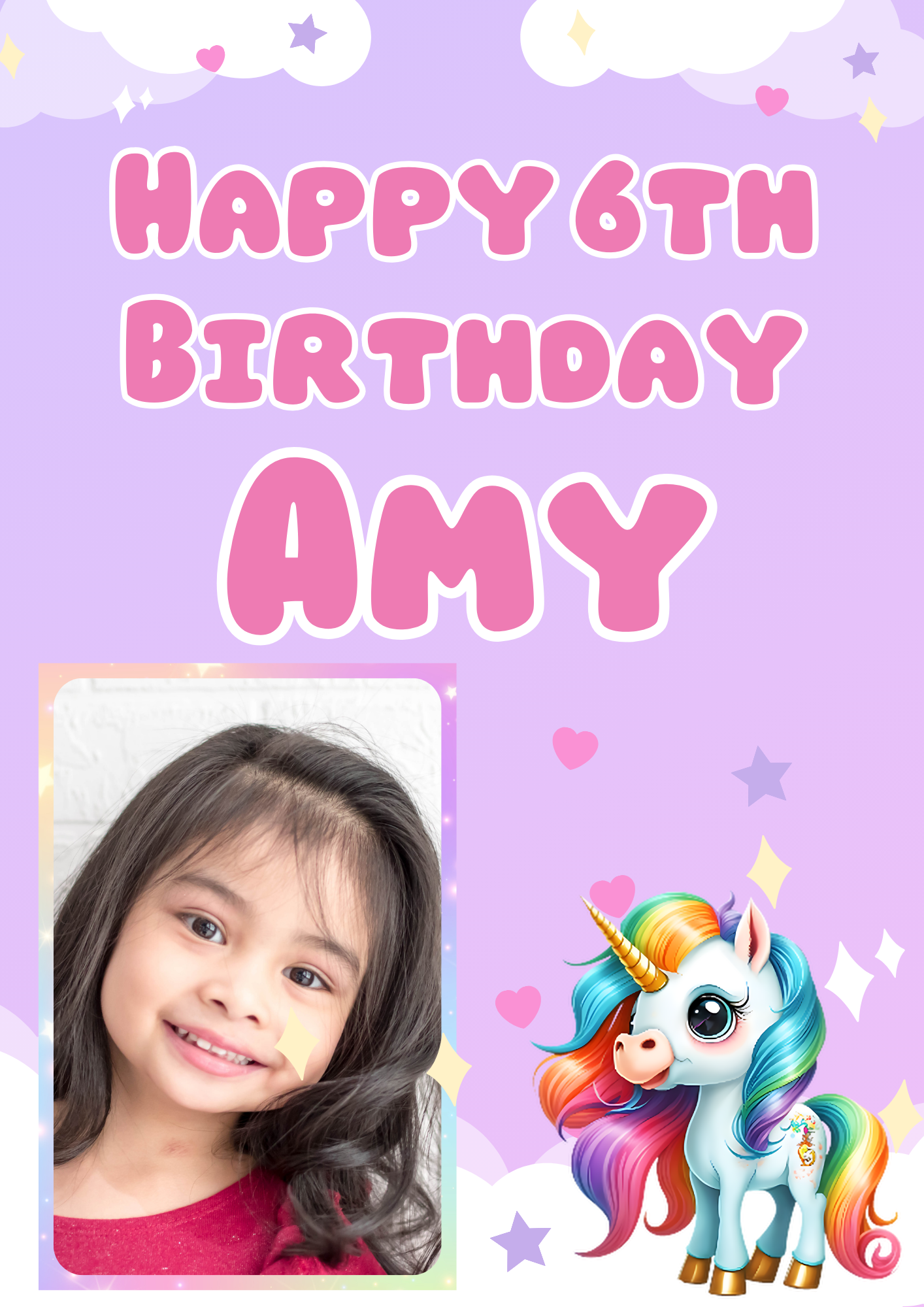 Unicorn Themed Birthday Party Photo Banners & Posters - Any Age