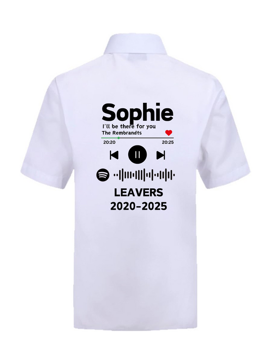 Personalised Spotify Music Themed School Leavers Signing Shirts Class of Year 2025