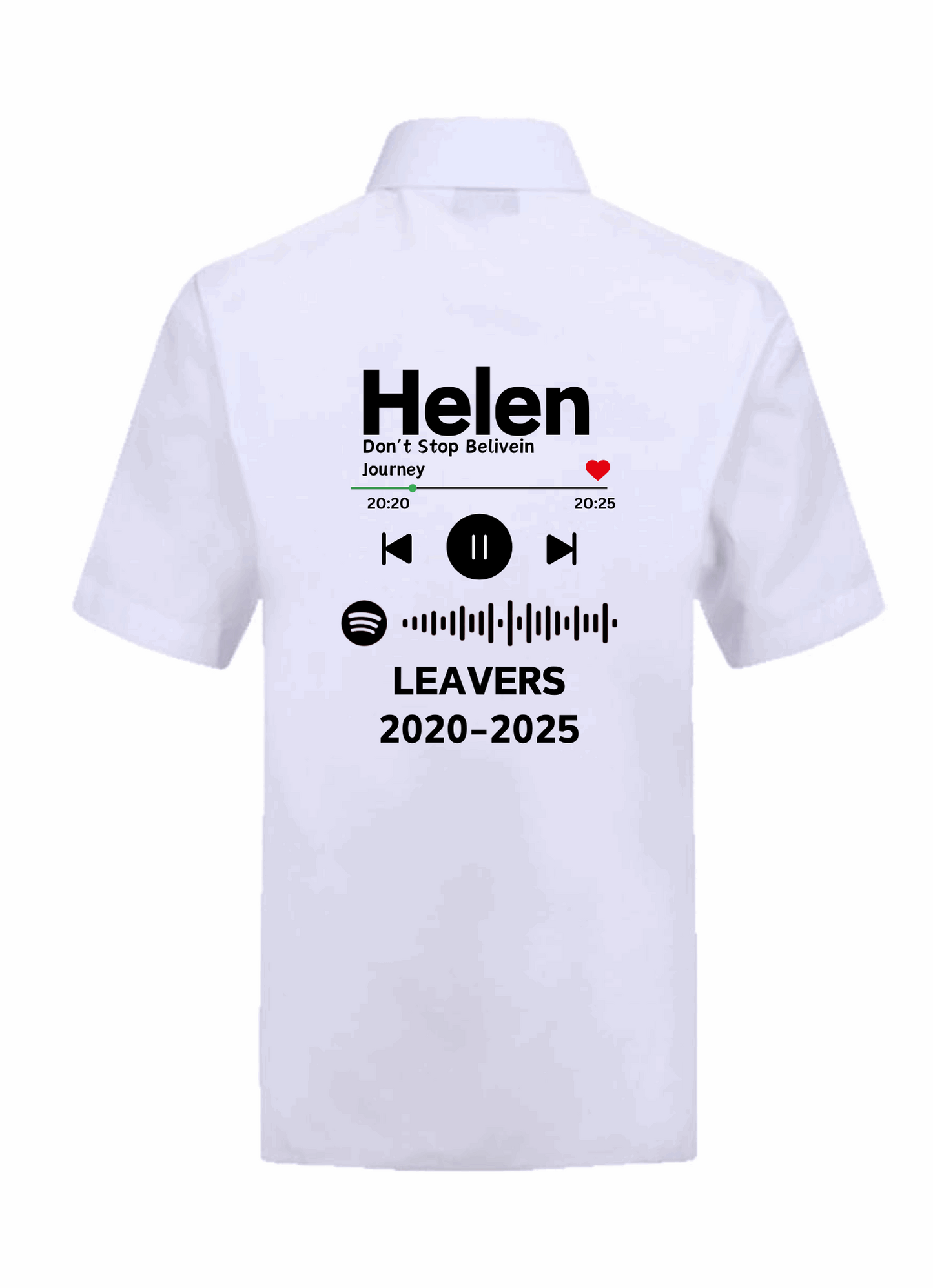 Personalised Spotify Music Themed School Leavers Signing Shirt