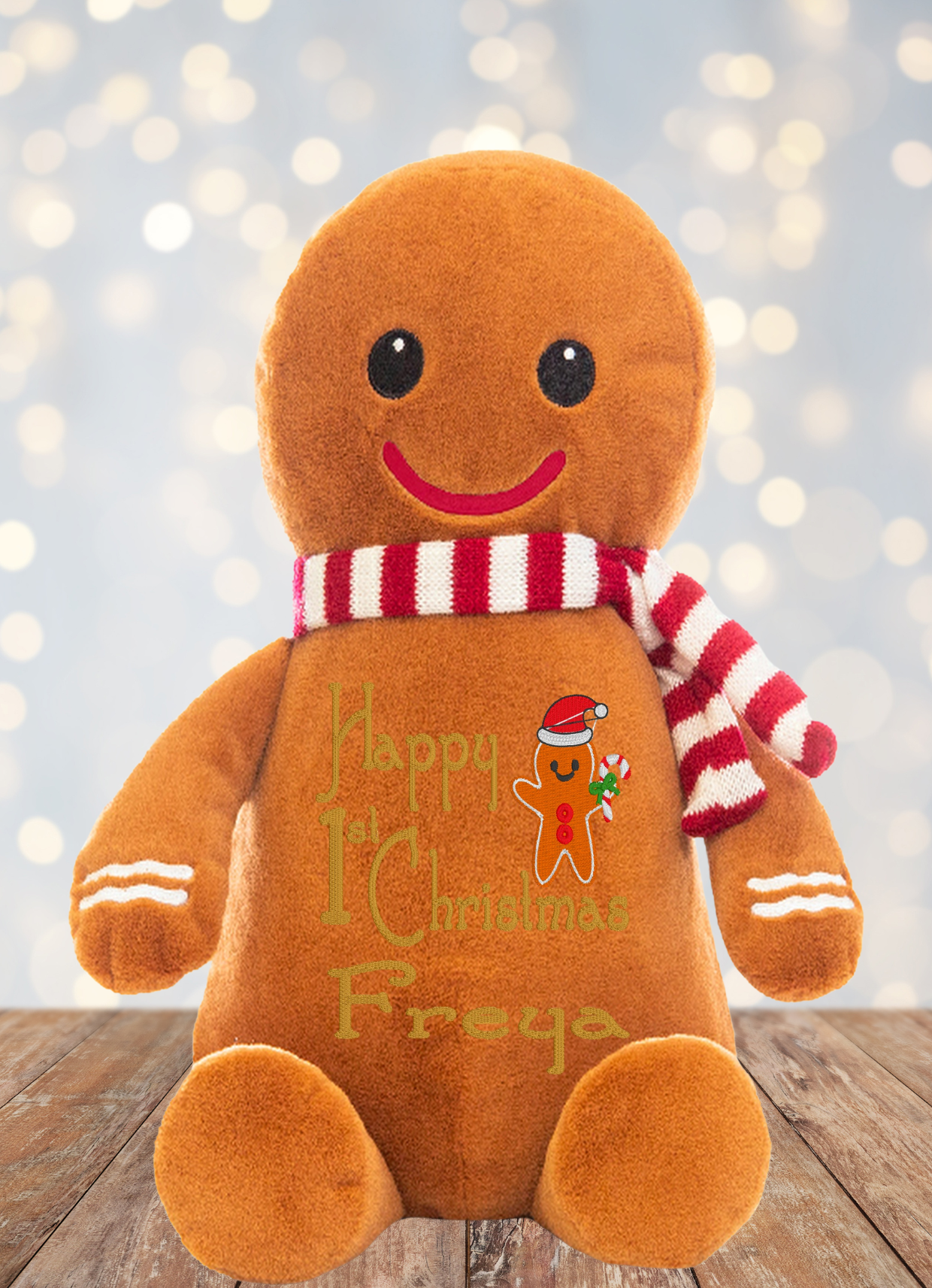 Cubbies Christmas Dodger the Gingerbread Man Personalised Teddy Bear - CreationPartyShop