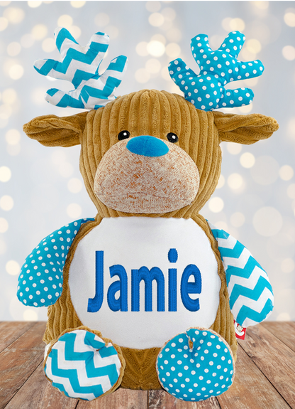 Cubbies Christmas Dancer the Blue Reindeer Personalised Teddy Bear