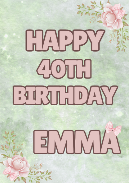 Green & Floral Themed Birthday Party Photo Banners & Posters - Any Age