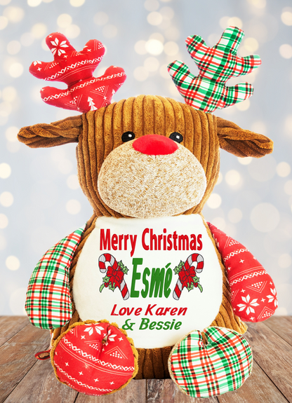 Cubbies Christmas Prancer the Reindeer Personalised Teddy Bear