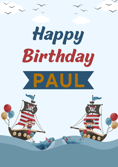 Pirate Themed Birthday Party Photo Banners & Posters - Any Age