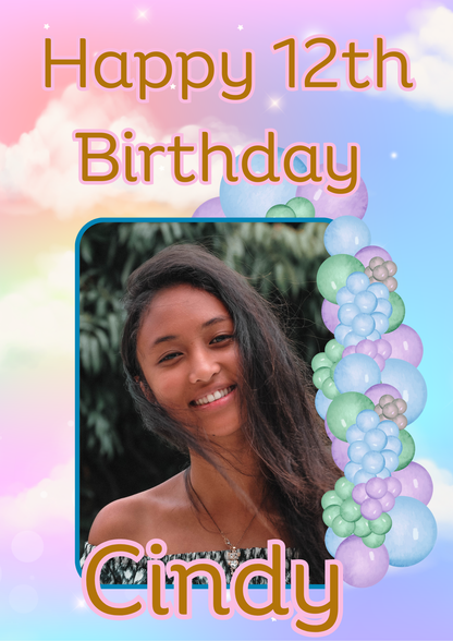 Multi Coloured Pastel Balloon Themed Birthday Party Photo Banners & Posters - Any Age