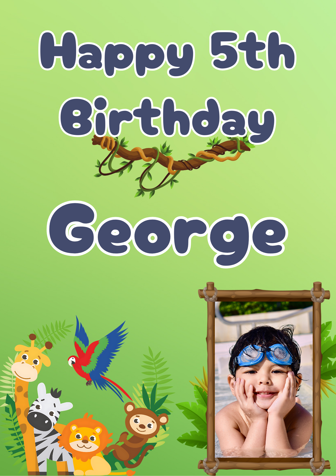 Jungle Themed Birthday Party Photo Banners & Posters - Any Age