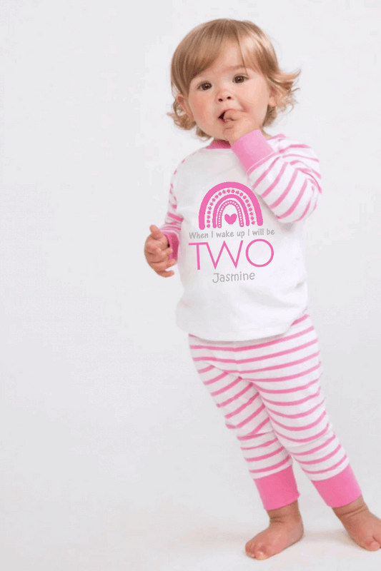 Hey there birthday girl, get ready to add some bright and boho vibes to your sleepwear with our Personalised When I Wake Up Pink Pyjamas! When I rise and shine, I'll be transported to a world of ultimate comfort and style! (No more mismatched PJs for me!)