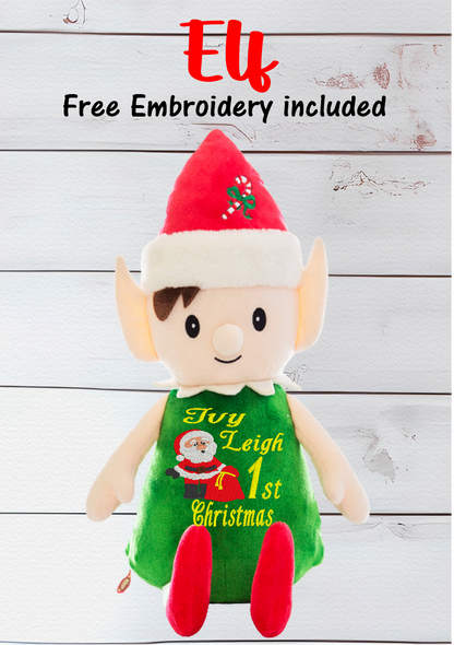 Christmas Tinsel Toes the Elf Personalised Teddy Bear