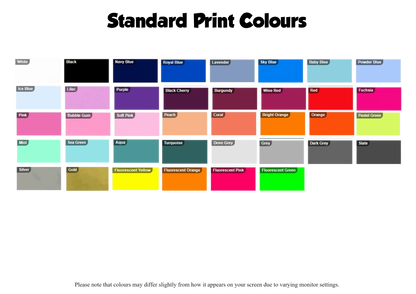 Colour choices for Leavers Shirts prints