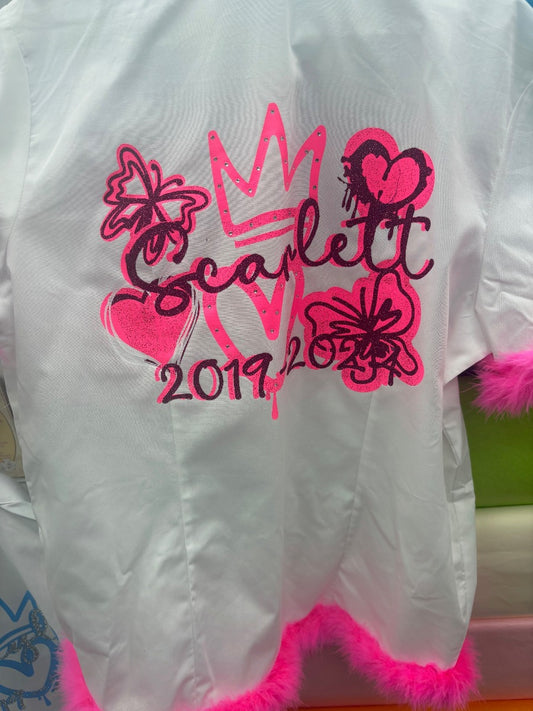 Personalised Glitter, Diamante Crown, Evil Eyes with Butterflies, Feathers School Leavers Signing Shirts Class of Year 2024 Kids
