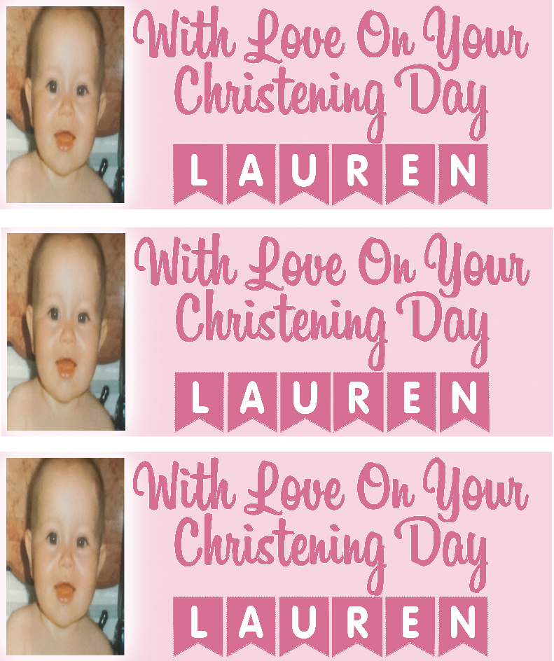 Personalised Baby Christening Photo Banner Party Photo Banners & Posters - Pink