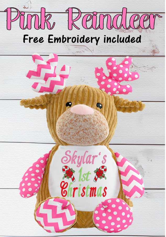 Cupcake the Pink Reindeer Teddy Bear is sure to leave you and your loved ones smitten with its corduroy brown body, sweetly-decorated antlers, arms, and feet, and sweet black eyes. Make it truly unique with a personalised design and make those special moments even more unforgettable!