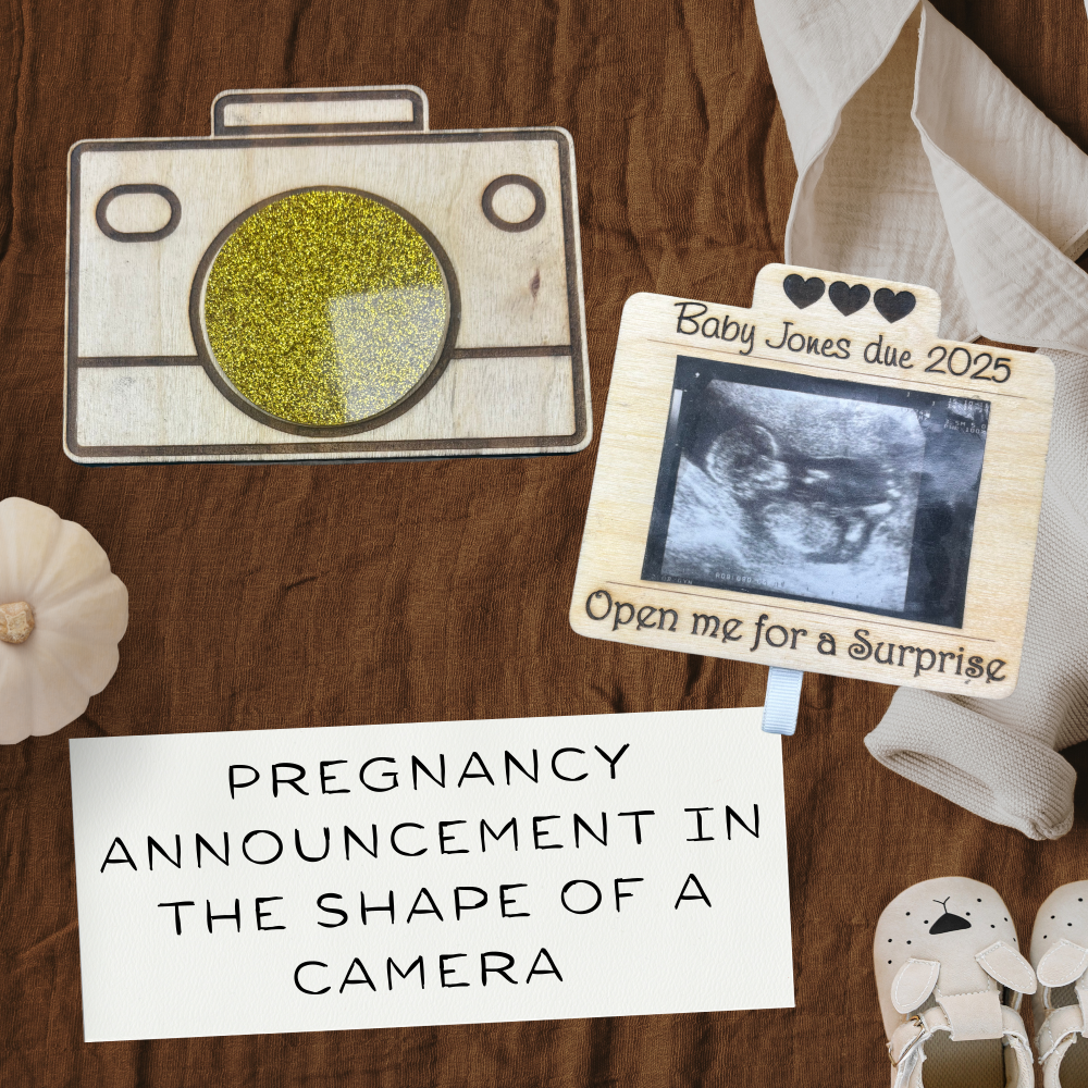 What an amazing way to announce your Pregnancy Announcement that with our laser cut and engraved camera.