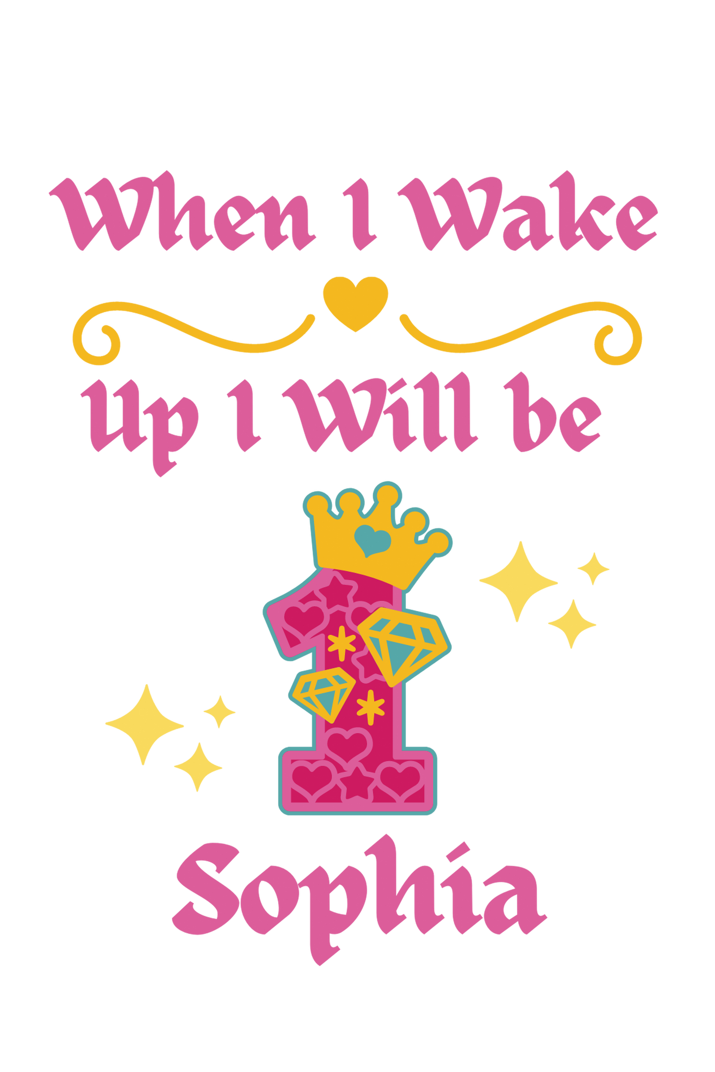 Searching for the perfect wake up PJs for your little girl? Look no more! Our one-of-a-kind "When I Wake Up"&nbsp; Princess Age design set is the perfect addition to any birthday bash. Personalized with a name and princess themed age, these jammies come in both Solid Pink &amp; White, Pink Candy Striped &amp; White.&nbsp;  Enhance your sleepwear with our exquisite Princess Themed Age Design.  Made with 100% cotton and a bold print, these PJs make a fab birthday present!