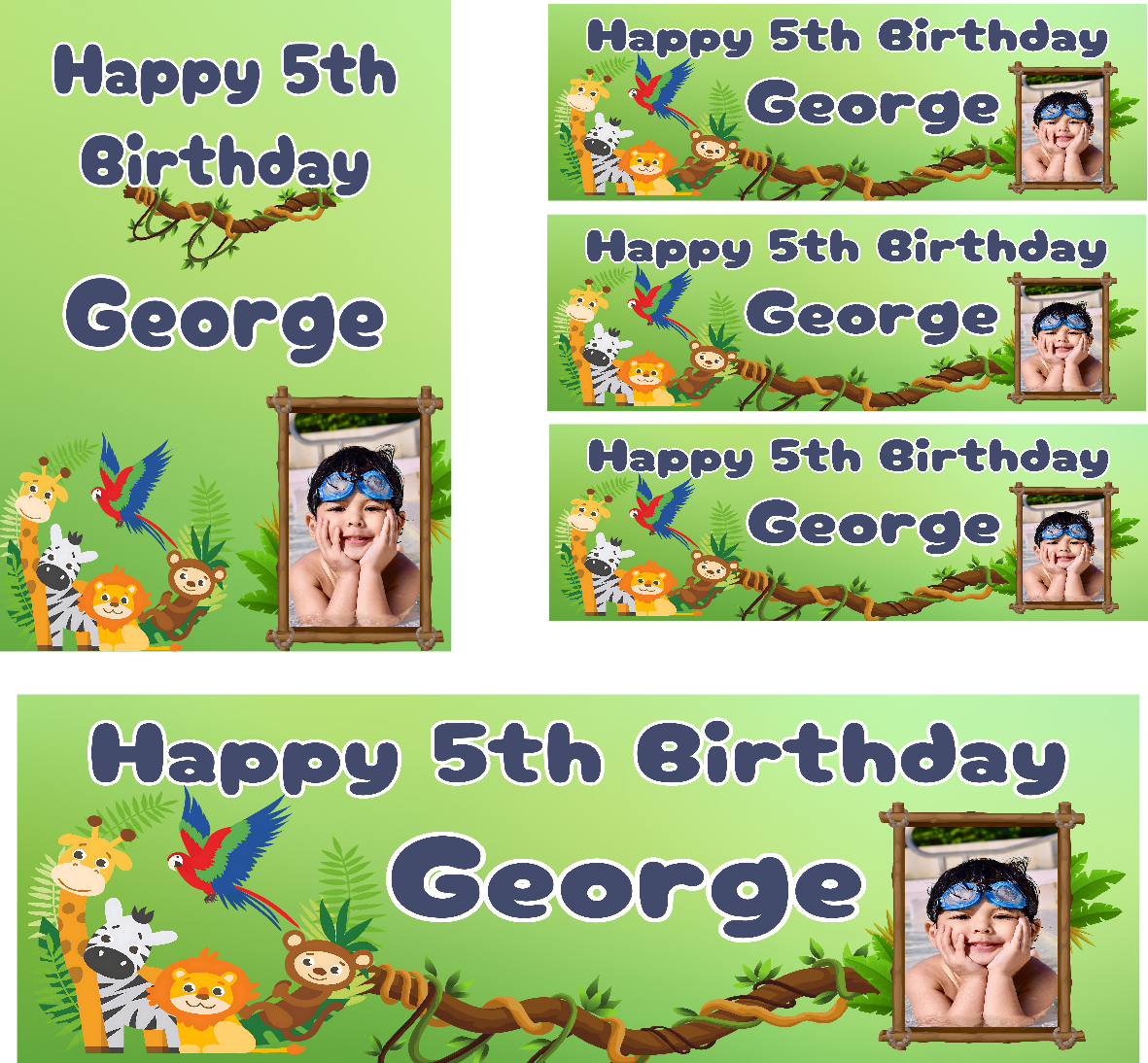 Jungle Themed Birthday Party Photo Banners & Posters - Any Age