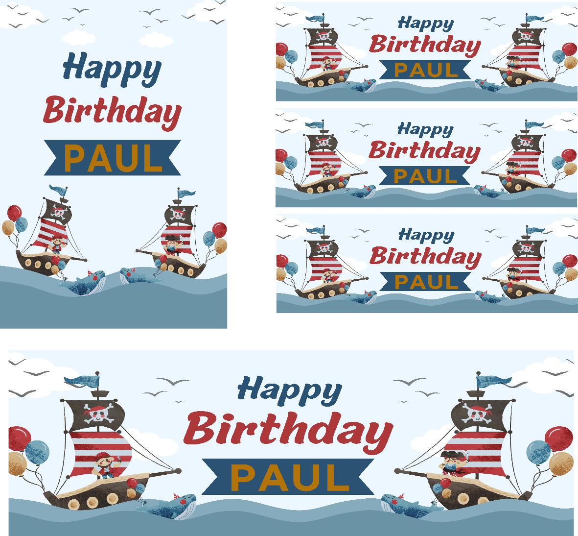 Pirate Themed Birthday Party Photo Banners & Posters - Any Age