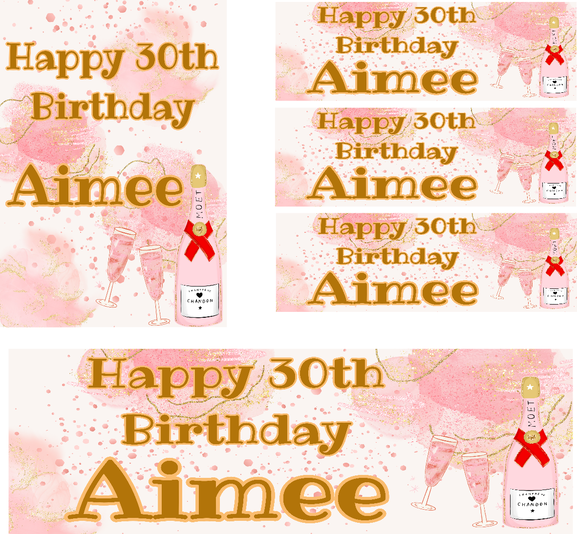 Marble Cloud & Champagne Themed Birthday Party Photo Banners & Posters - Any Age