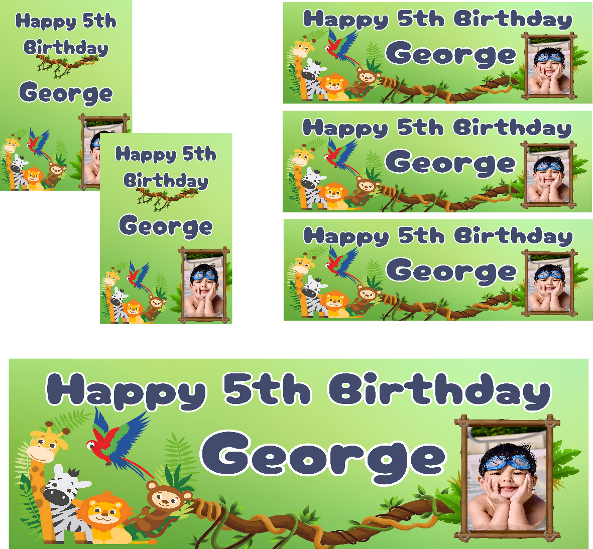 Jungle Themed Birthday Party Photo Banners & Posters - Any Age