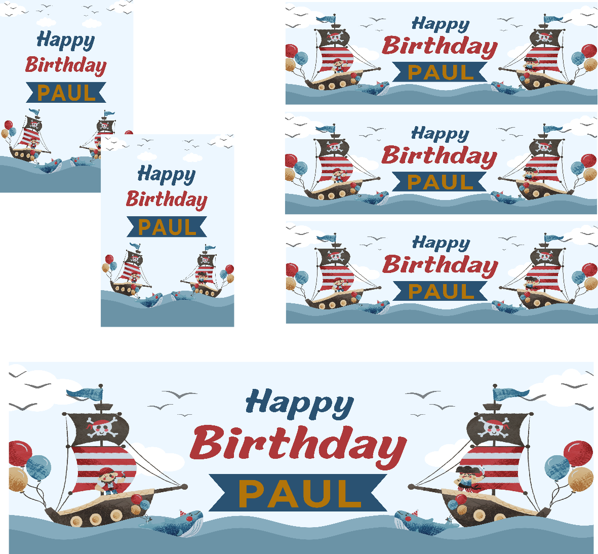 Pirate Themed Birthday Party Photo Banners & Posters - Any Age