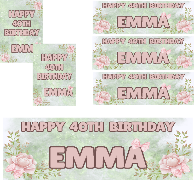 Green & Floral Themed Birthday Party Photo Banners & Posters - Any Age