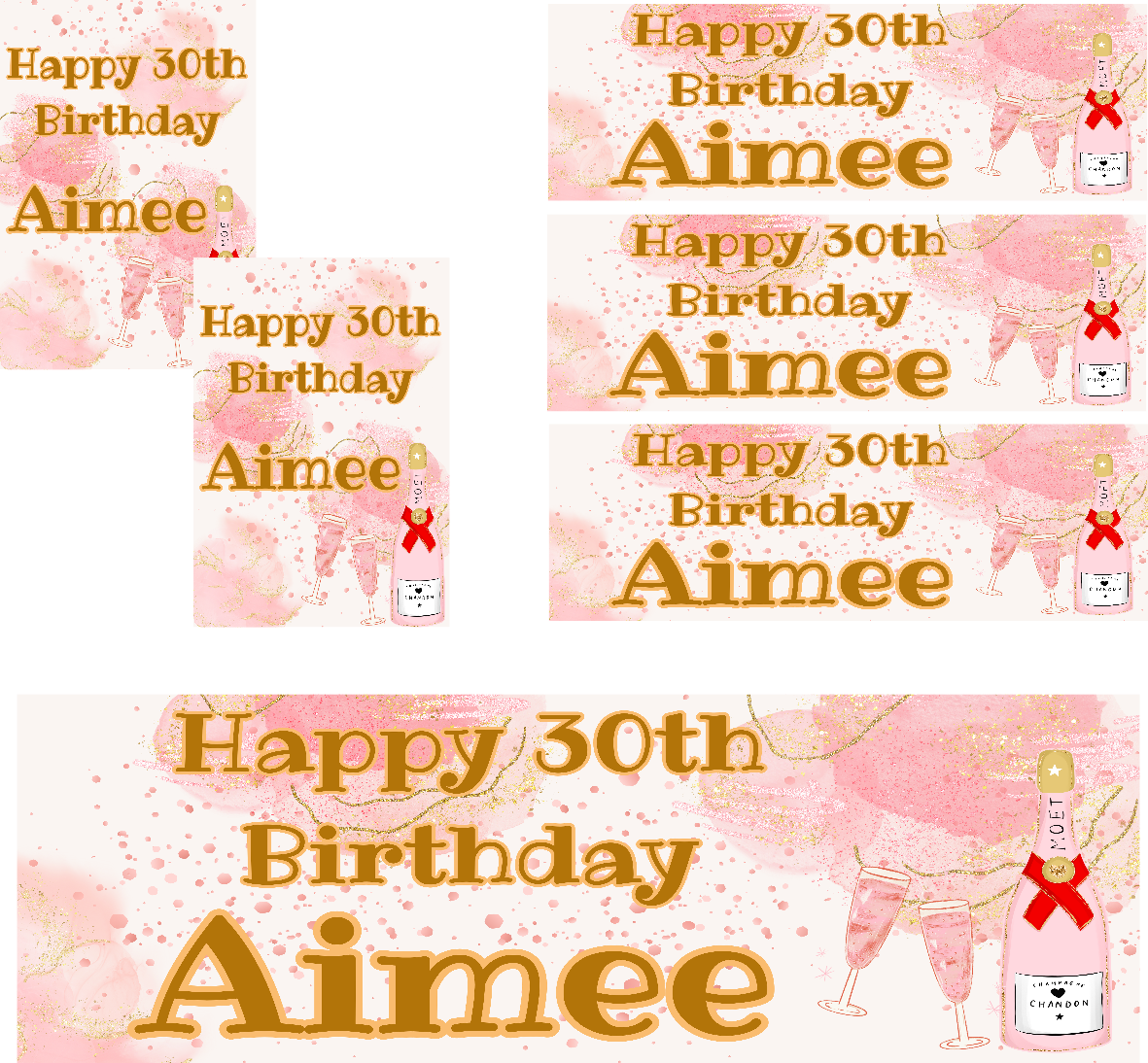 Marble Cloud & Champagne Themed Birthday Party Photo Banners & Posters - Any Age