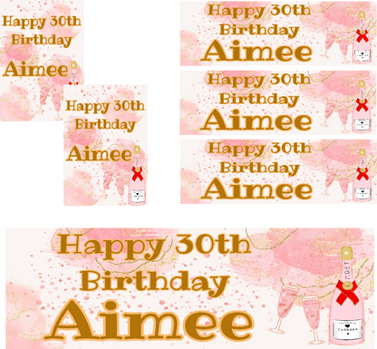 Marble Cloud & Champagne Themed Birthday Party Photo Banners & Posters - Any Age