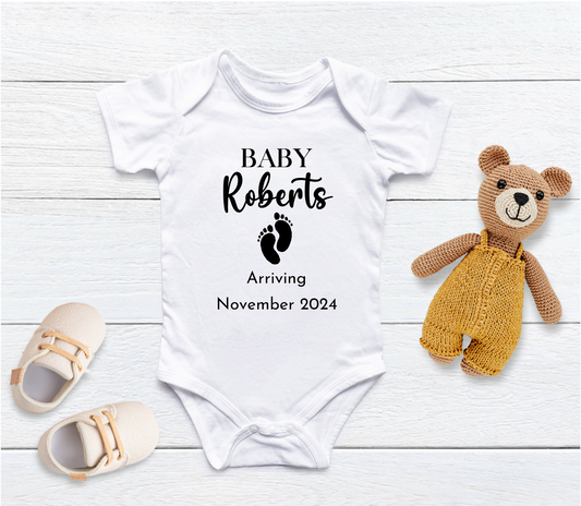 Personalised Baby Footprints Pregnancy Announcement Baby Vest