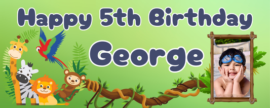 Jungle Themed Birthday Party Photo Banners & Posters - Any Age