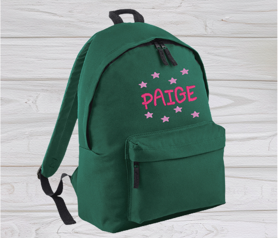 Our personalised Junior Green School Rucksack Backpack has got it all: a zippered front pocket, comfy padded back panel, adjustable straps for extra support and a handy grab handle. Enjoy your schooldays in style! Going back to school with you very own personalised school bag.  Colour - Green Rucksack Dimensions 28 x 38 x 19cm. Capacity 12 litres.