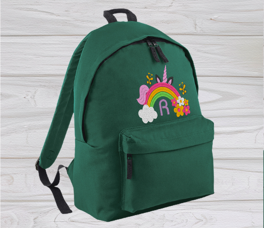 Our personalised Junior Green School Rucksack Backpack has got it all: a zippered front pocket, comfy padded back panel, adjustable straps for extra support and a handy grab handle. Enjoy your schooldays in style! Going back to school with you very own personalised school bag.  Colour - Green Rucksack Dimensions 28 x 38 x 19cm. Capacity 12 litres.