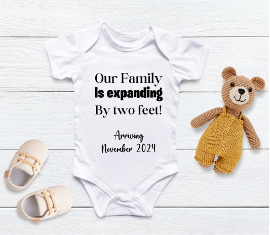 Personalised Expanding Family Baby Pregnancy Announcement Baby Vest