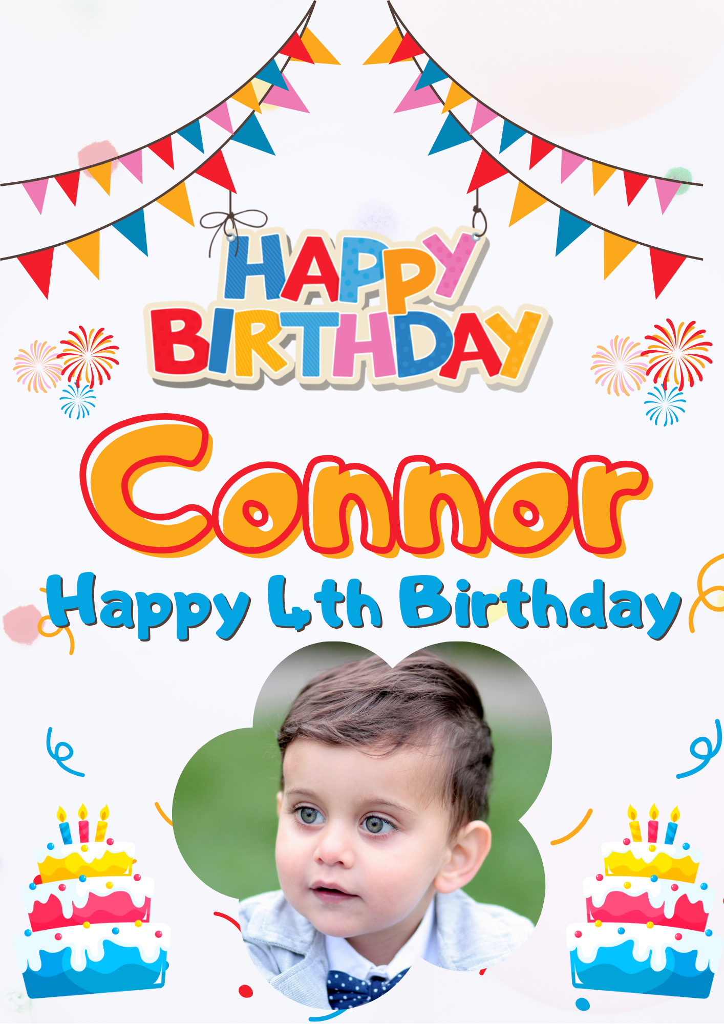 Flags & Fireworks Themed Birthday Party Photo Banners & Posters - Any Age - CreationPartyShop