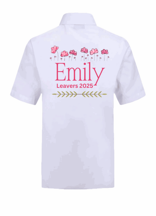 Celebrate your school memories with our unique Personalised Floral Themed Leavers Signing Shirt for the graduating Class These one-of-a-kind shirts feature a floral motif, personalized with your name and important dates. Remember the priceless moments of your last day of school with this ideal keepsake.