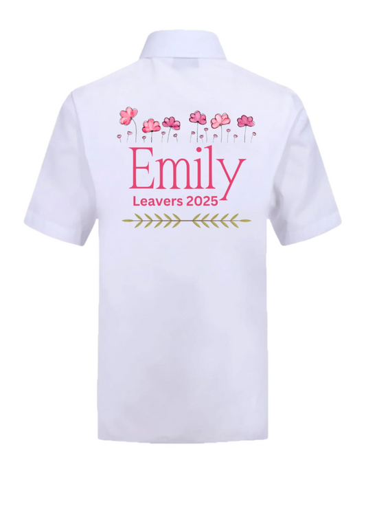 Celebrate your school memories with our unique Personalised Floral Themed Leavers Signing Shirt for the graduating Class of 2025! These one-of-a-kind shirts feature a floral motif, personalized with your name and important dates. Remember the priceless moments of your last day of school with this ideal keepsake.