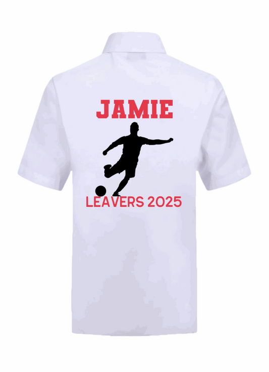 Capture the essence of your school years with our Personalised Footballer Themed Leavers Signing Shirt for the Class of 2025! These custom shirts showcase a striking shield design in your preferred colour, along with your name and significant dates. Cherish the unforgettable moments of your final day of school with this perfect memento.