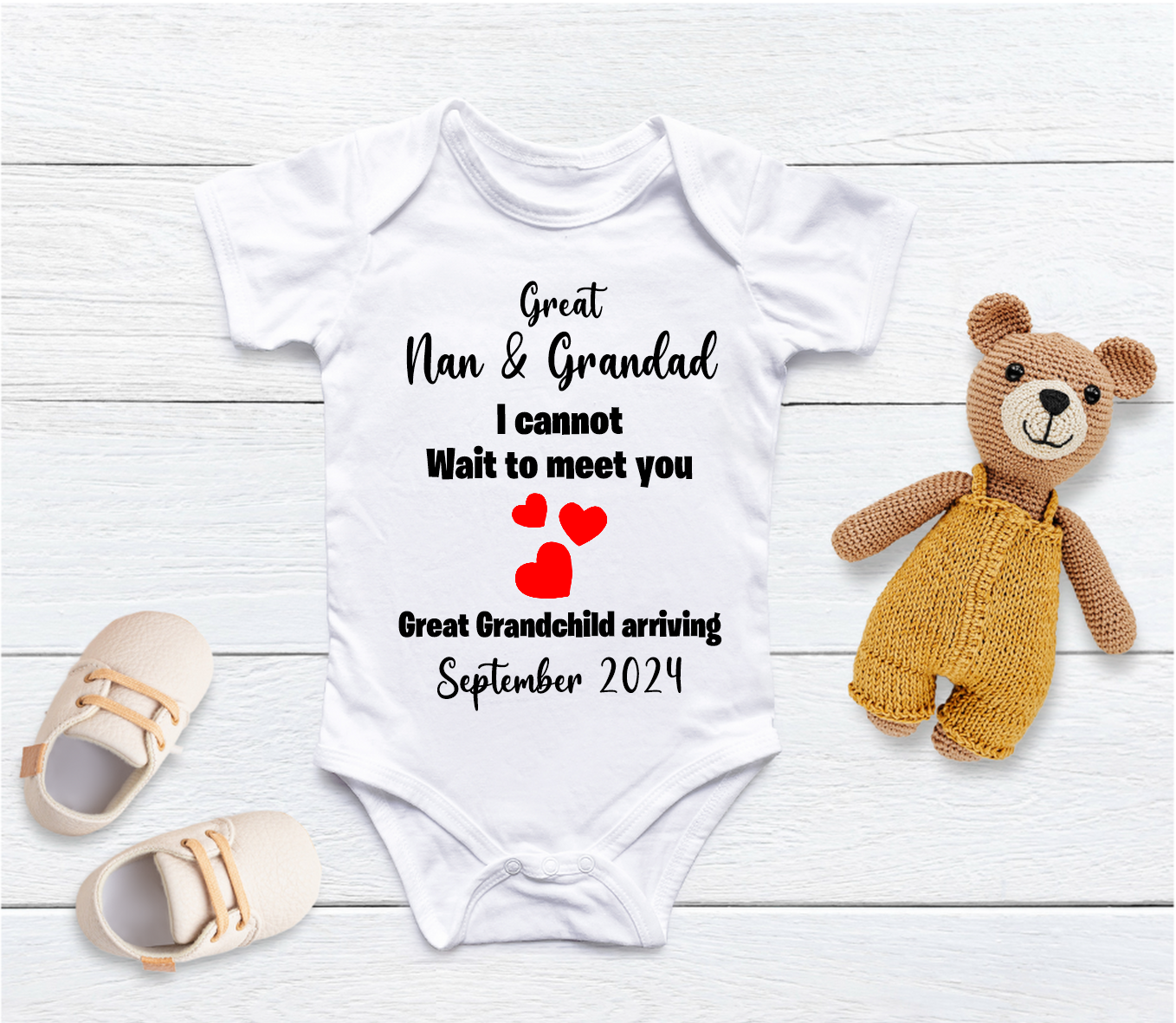 Personalised Great Nan & Grandad Pregnancy Announcement Baby Vest