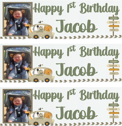 Safari Themed Birthday Party Photo Banners & Posters - Any Age