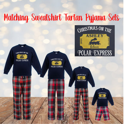 Matching Personalised Christmas Sweatshirt/Jumper Pyjama's - Polar Express Themed