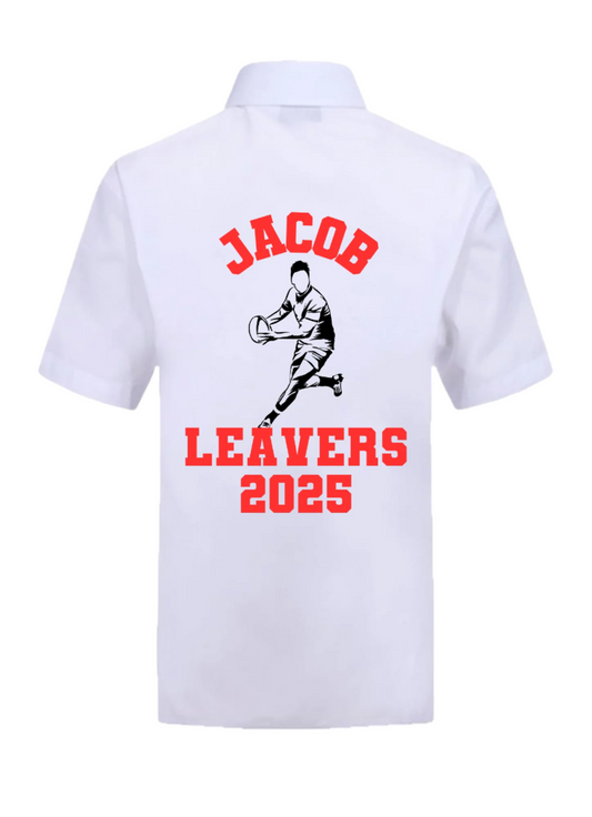 Capture the essence of your school years with our Personalised Rugby Themed Leavers Signing Shirt for the Class of 2025! These custom shirts showcase a striking shield design in your preferred colour, along with your name and significant dates. Cherish the unforgettable moments of your final day of school with this perfect memento.