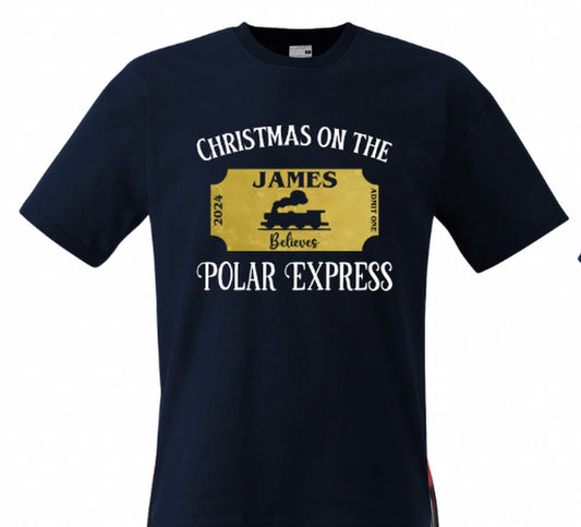 Matching Personalised Christmas T Shirt - Polar Express Themed